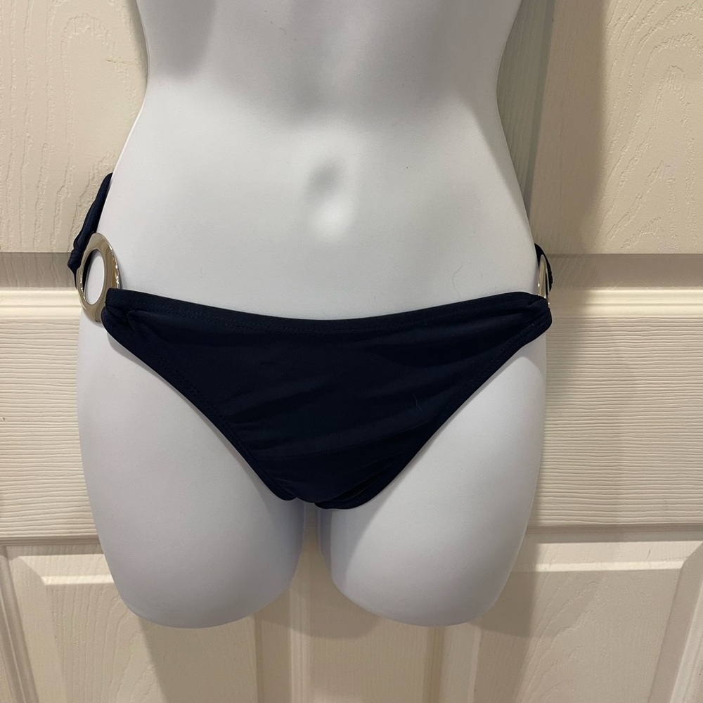 Michael Kors Dark Blue Bikini Bottom with Ring Accents